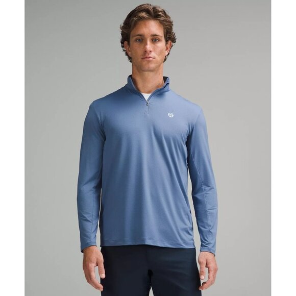 Long-Sleeve Golf Half Zip - Oasis Blue - Picture 1 of 4